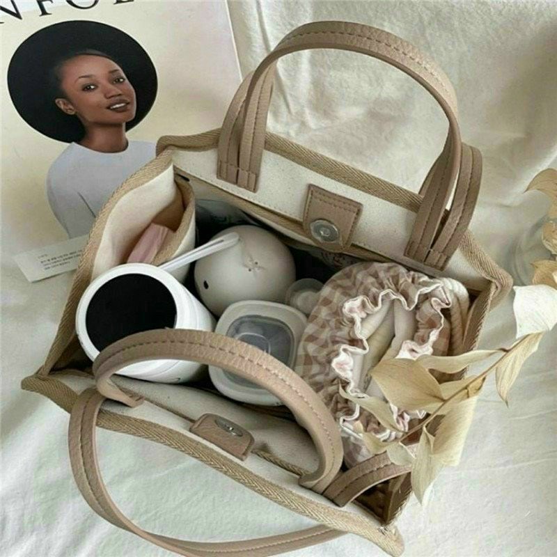Túi vải canvas đựng bỉm sữa cho mẹ hình gấu, túi xách vải bố đựng tã cho bé - Monnie Kids
