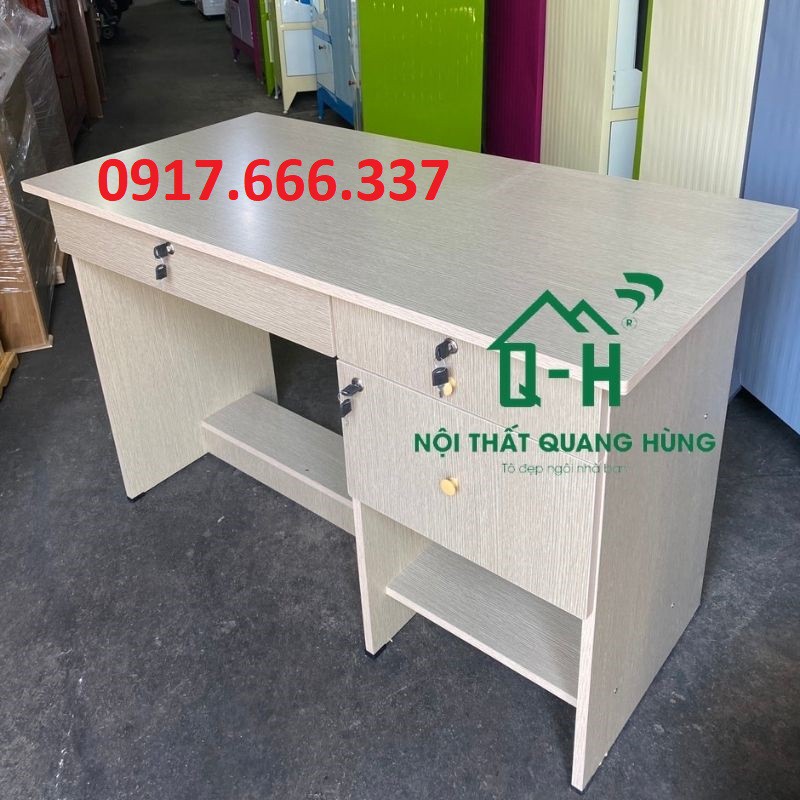 Bàn làm việc văn phòng ván ép 1m màu kem giá rẻ