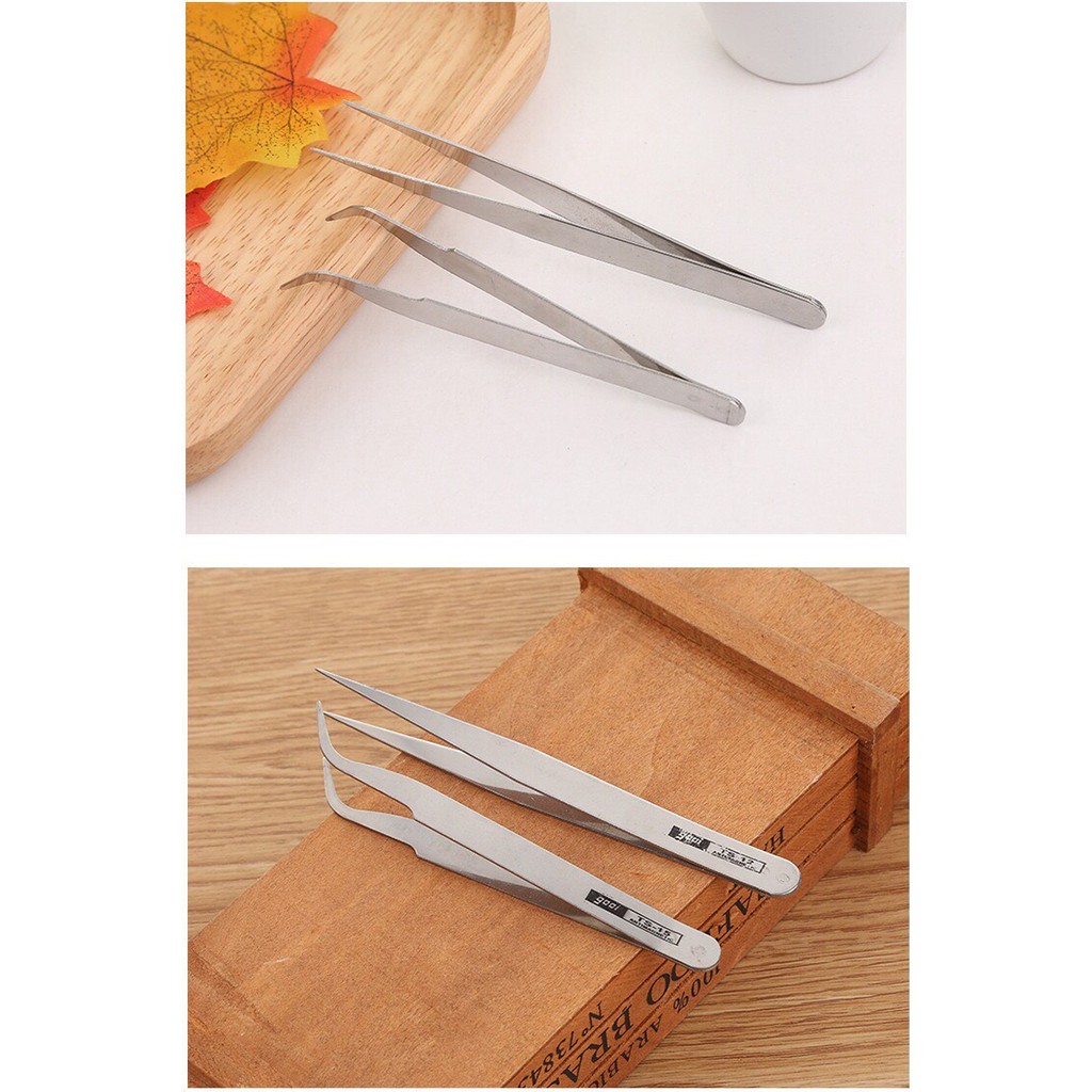Bộ 2 nhíp nối mi bằng thép không gỉ chuyên dụng