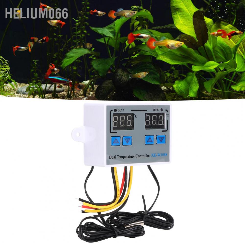 Helium066 Dual Display Temperature Humidity Controller Heating Cooling Thermostat Switch NTC 10K Sensor 12V