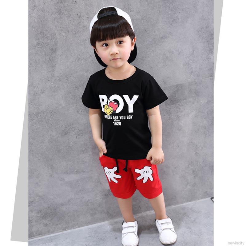 Set áo thun tay ngắn &amp; quần short cho bé trai &amp; gái