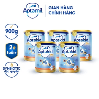 Combo 5 Sữa bột Aptakid New Zealand hộp thiếc 900g cho bé từ 24 tháng