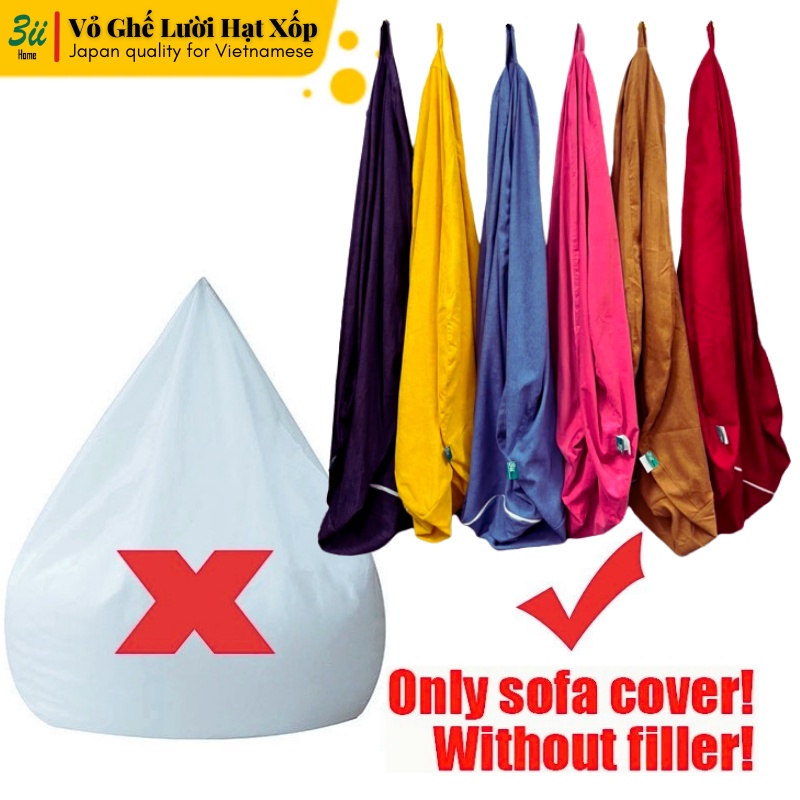 Vỏ Ghế Lười Hạt Xốp 3ii Home Hình Trái Lê Size L 100x120cm Chất Liệu Vải Nhung Gân Cao Cấp Nhiều Màu Sắc Lựa Chọn