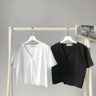 Áo Croptop YUNI Viền Nút Thời Trang Nữ