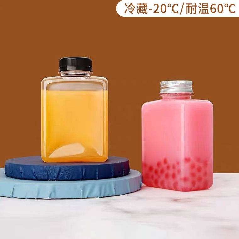gia dụng tiện  Pet nhựa nước giải khát sáng tạo đồ uống lạnh nước trái cây vuông chai đỏ niêm phong thương mại dùng m