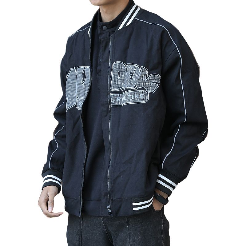 Áo Bomber Dù 2 Lớp Sọc Phối Chữ Trước Ngực Siêu Chất Fom Nam Nữ - Phong Cách 4 Mùa Đa Tác Dụng Hot Trend Thu Đông 2022