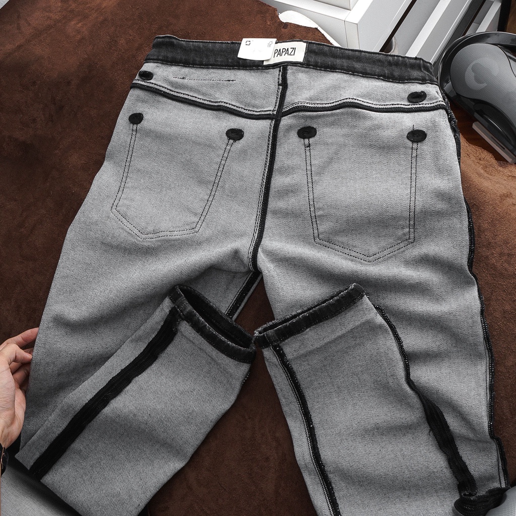 𝐐𝐮𝐚̂̀𝐧 𝐉𝐞𝐚𝐧𝐬 dài Mã_104_1, fom slim, rách nhẹ, gam màu xám khói co giãn dễ phối đồ, Thời trang nam PAPAZI