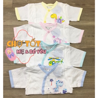 Combo 10 Áo Sơ Sinh Cho Bé Cúc Xéo JOU (5 tay ngắn & 5 tay dài)