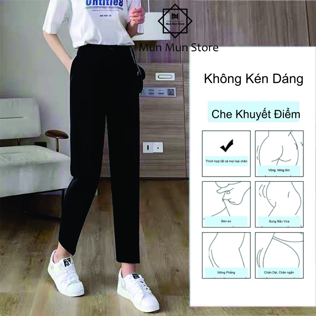 Quần tây nữ công sở MunMunStore lưng cạp cao đồ âu công sở đi học đẹp form dáng chuẩn màu đen A68