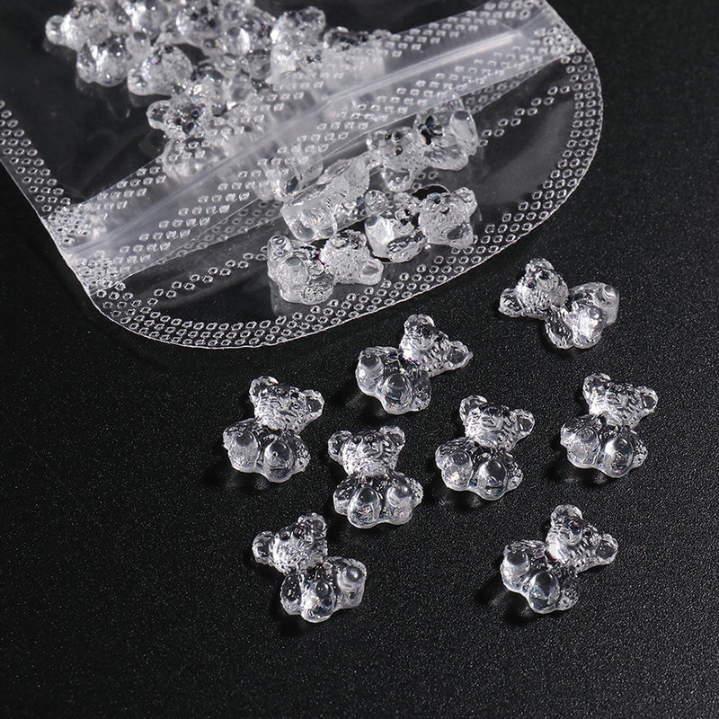 Bộ 5 Phụ Kiện Trang Trí Móng Tay Trong Suốt Hình Gấu Gummy 3D Đáng Yêu