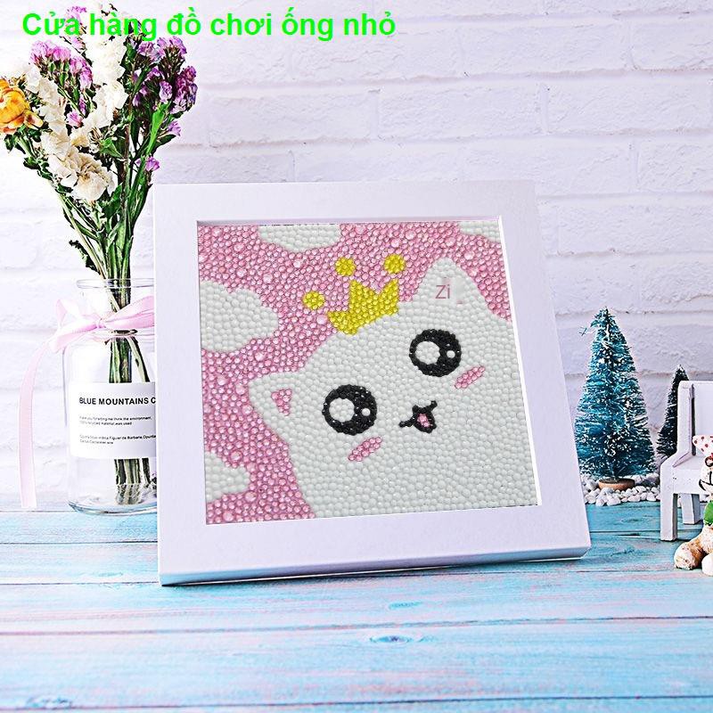 Tranh kim cương trẻ em, hình dán bé gái , quà tặng, làm đồ handmade tự làm, xếp hình, chơi mẫu giáo giáng sin1