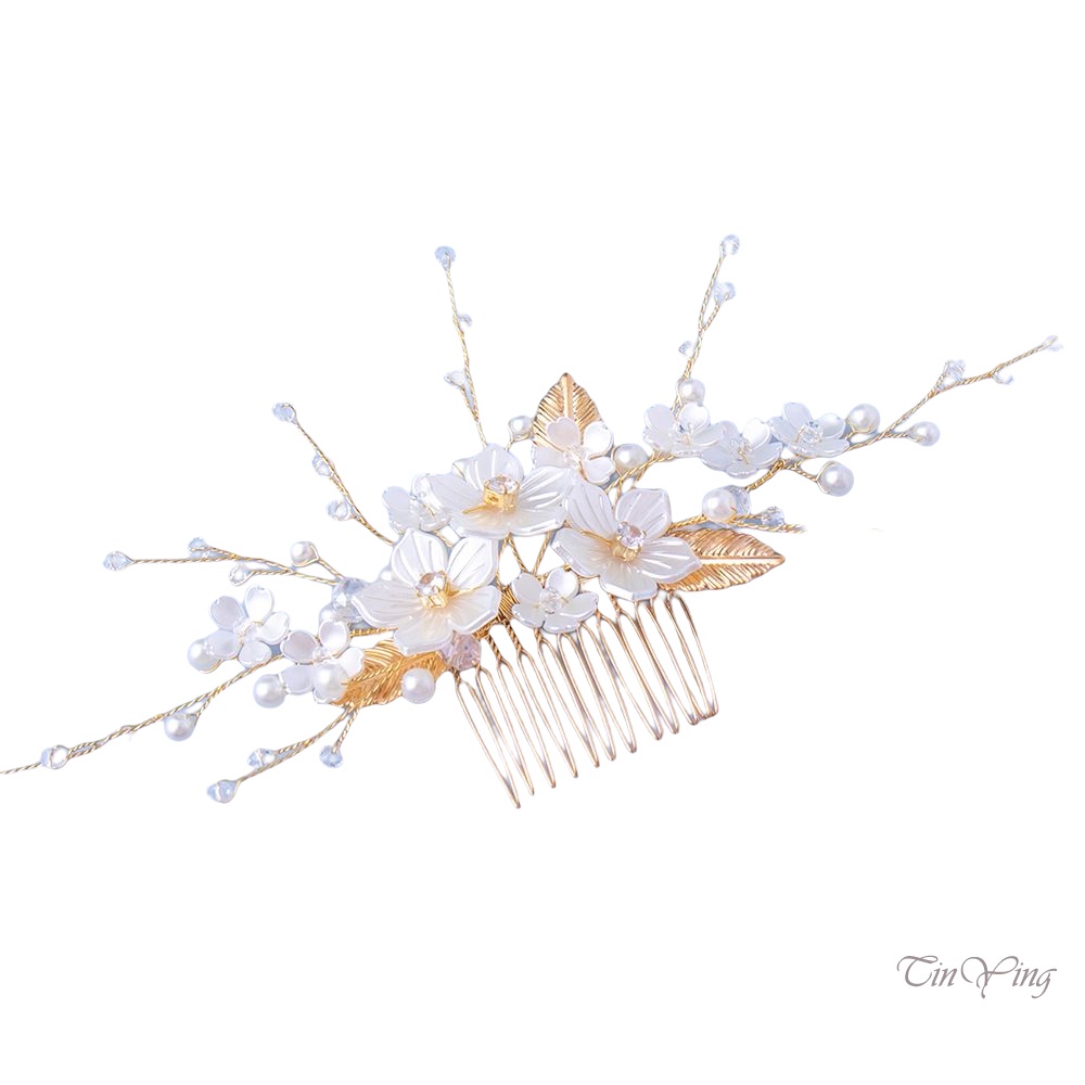 GETNOIVAS Lược Chải Tóc 12 Răng Bằng Kim Loại Mạ Vàng Không Gây Dị Ứng Hình Bông Hoa Làm Quà Tặng Valentine