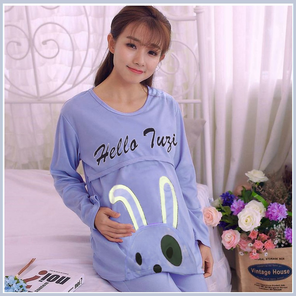 HOT SALE Bộ Quần Áo Bầu Và Sau Sinh Mở Nắp Cotton Loại Dài Hàng VN Shop đảm bảo uy tín