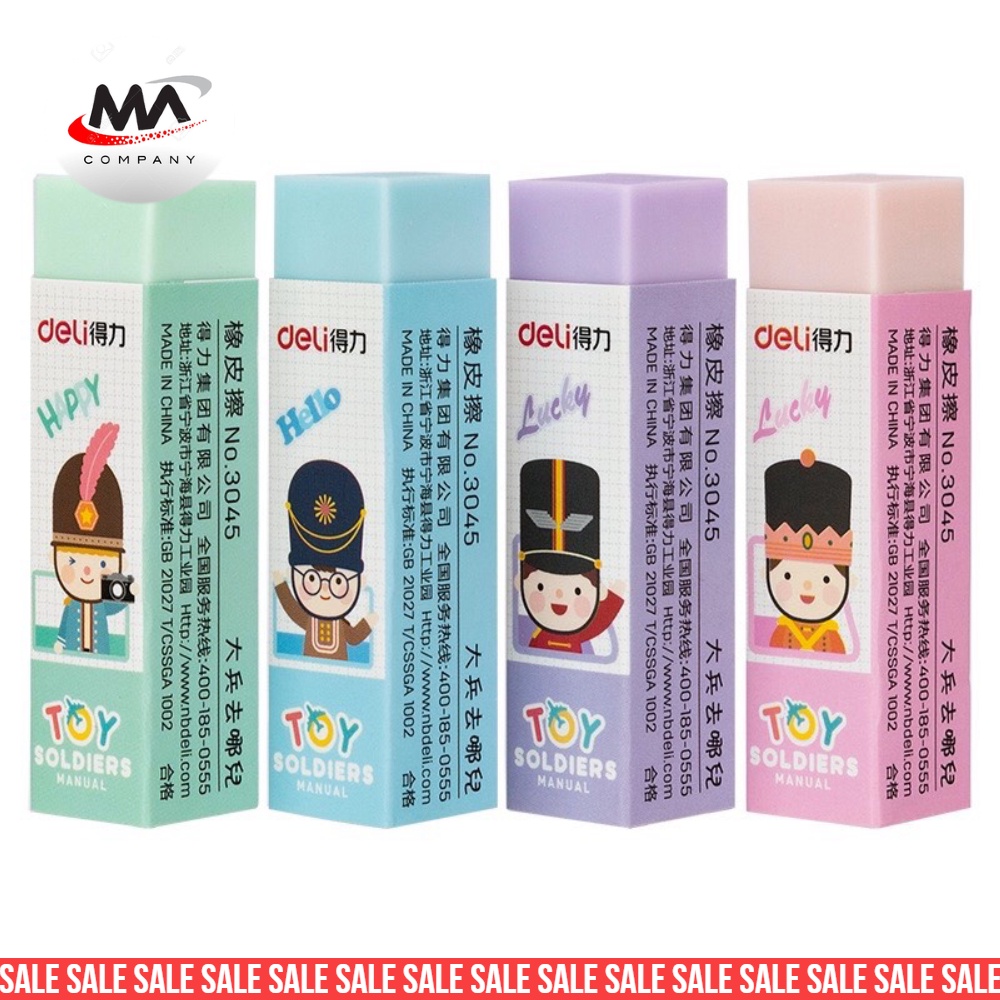 Combo 1 hộp gôm tẩy deli  chú lính  chì 3045 shop tuyển sỉ