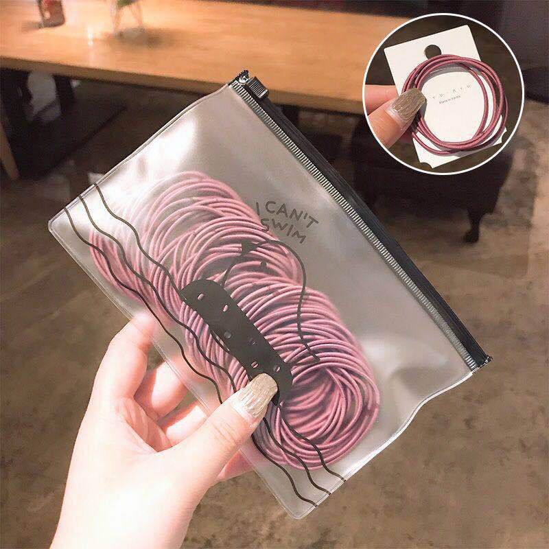 [Mã SA8K giảm 8K đơn 50K] Túi zip 100 sợi thun cột tóc Hàn Quốc du lịch siêu dễ thương