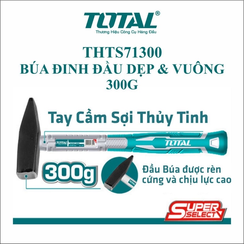 300g Búa đóng Đinh đầu dẹp vuông siêu rẻ TOTAL THTS71300