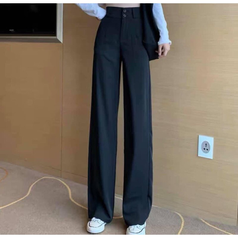 Quần tây ống suông 623 FM Style, quần ống rộng 2 khuy, lưng cao, khoe body, thích hợp mang áo croptop, công sở