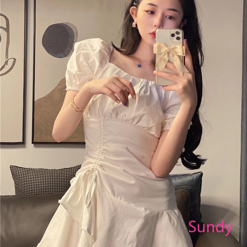 Đầm tay ngắn phong cách Pháp thời trang hè thanh lịch cho nữ