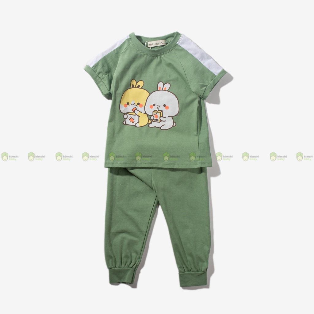 Bộ Dài Tay Cho Bé Trai, Bé Gái Vải Thun Lạnh Minky Mom  Tay Ngắn Ếch Cốm, Đồ Bộ Mặc Nhà Cho Bé MKMTD2228