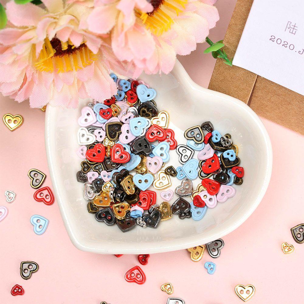 20 / 40 Nút Áo Hình Trái Tim Nhiều Màu Sắc 4.5mm / 7mm Cho Búp Bê