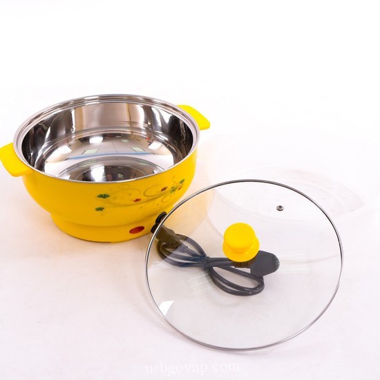 Nồi Nấu Lẩu Nồi Hấp Shanban Cavalii Lớp Trong Inox Có Khay Hấp Nắp Thủy Tinh 1000W 220V