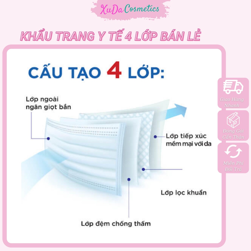 Khẩu trang y tế 4 lớp màu ngẫu nhiên 1 cái