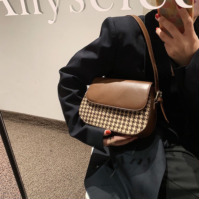 Túi xách nữ, túi đeo chéo, đeo vai, 3 ngăn nắp da trơn vải dạ cao cấp Little_Lisa_Store 368