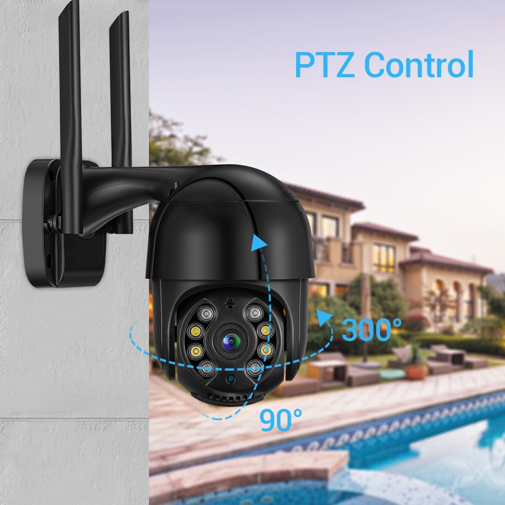 Camera an ninh HAMROL 8MP PTZ wifi IP 5MP thu phóng 5X màu đen có tầm nhìn ban đêm tiện lợi