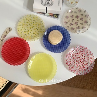 Bộ đĩa hoa nhí kẻ caro phong cách vintage nhẹ nhàng xinh xắn