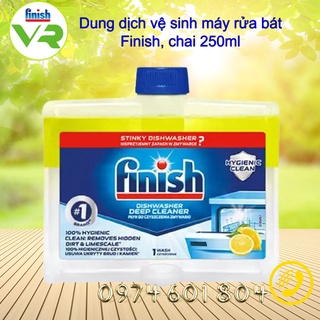Dung dịch vệ sinh máy rửa chén bát Finish, chai 250ml, tẩy sạch mùi, chính hãng