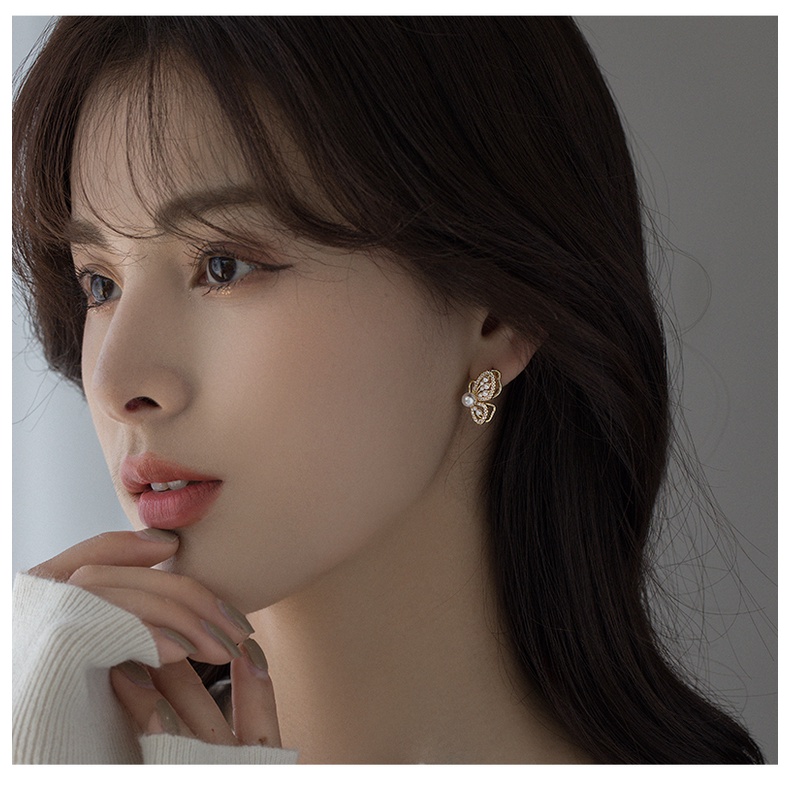 Bông Tai Mạ Bạc Hình Bướm Đính Ngọc Trai Cao Cấp 2022