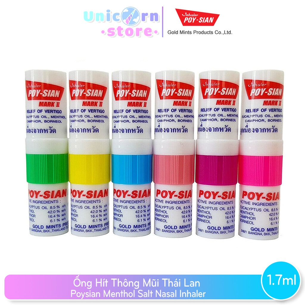 Ống Hít Thông Mũi Thái Lan Poysian Menthol Salt Nasal Inhaler 1.7ml