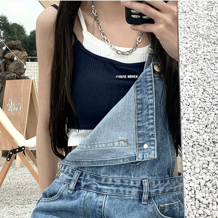 SUXI Áo Hai Dây Nữ Màu Trơn Phong Cách Hàn Quốc