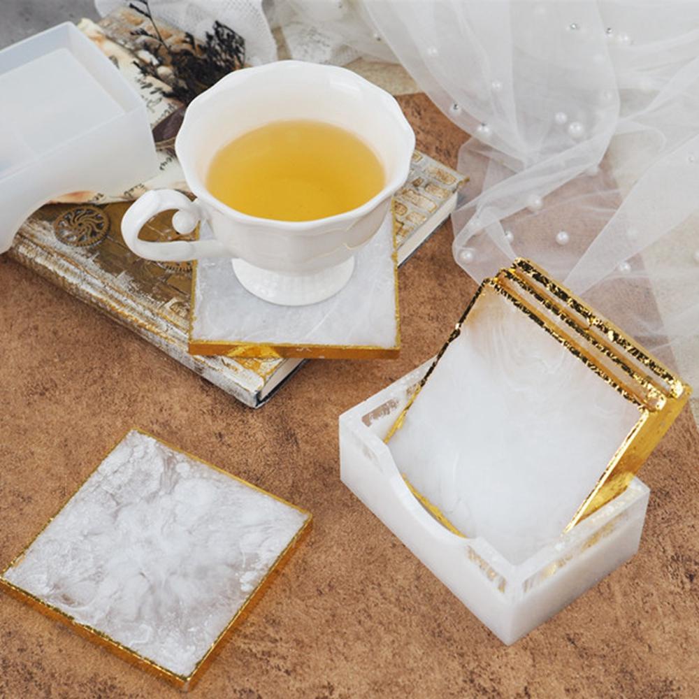 Khuôn Làm Đế Lót Ly Kiểu Dáng Thanh Lịch DIY|Khuôn Giá Đỡ Cốc Nước Hình Vuông Bằng Resin