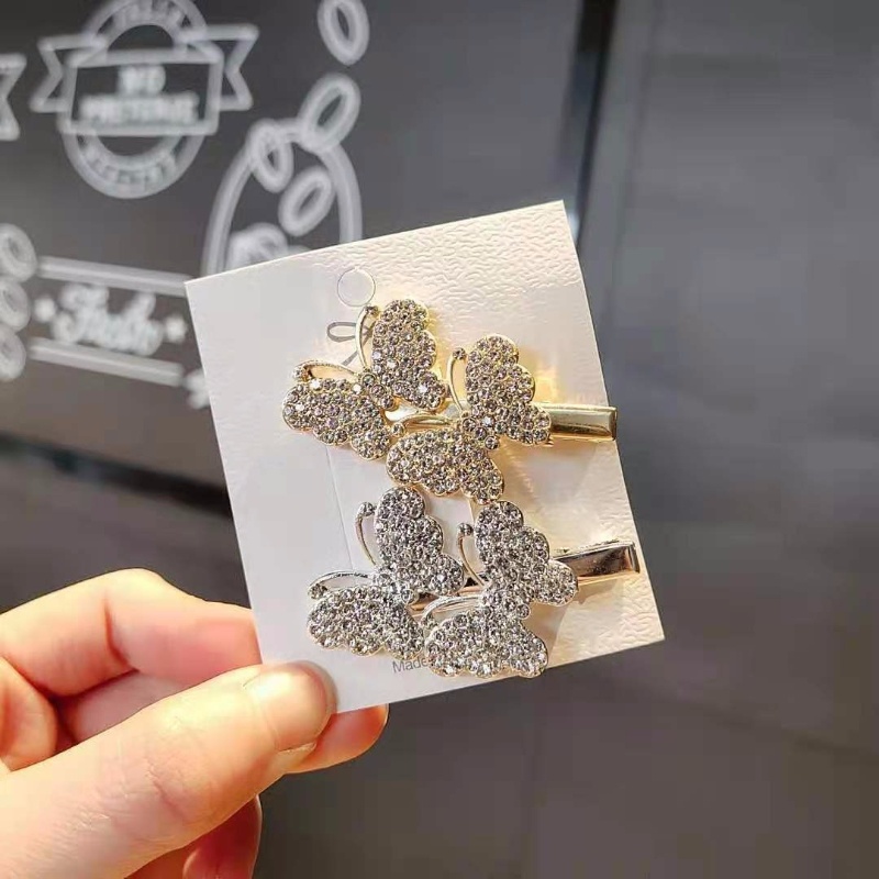 Kẹp Tóc Bướm Đôi Đính Kim Cương Lấp Lánh Thời Trang Hàn Quốc