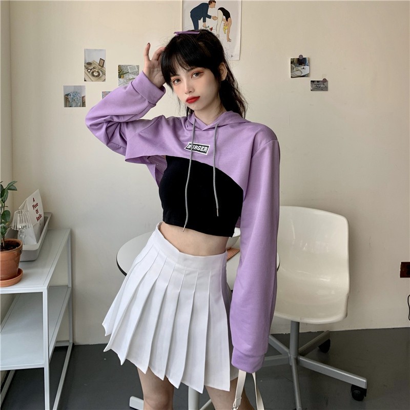 Áo hoodie cut out đủ màu cam, trắng, xanh dương, tím, xanh neon dễ thương cá tính cho Nữ