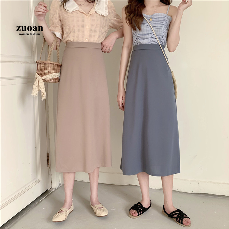 SUXI Chân Váy Dài Lưng Cao Nhiều Màu Cho Nữ