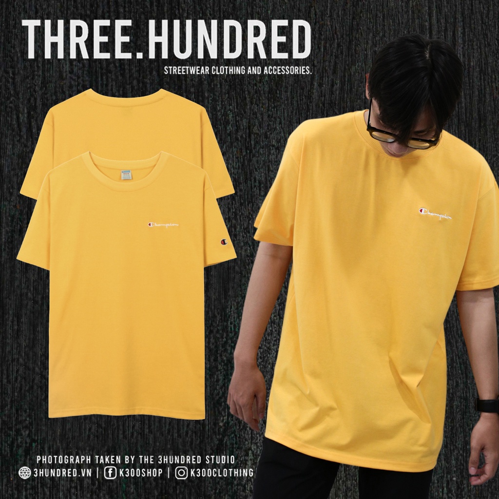 Áo Thun Champion Màu Vàng Chất Liệu Cotton Thoáng Mát