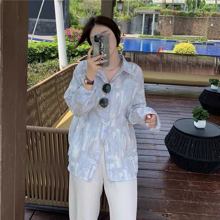 Áo Sơ Mi Voan Tay Dài Dáng Rộng Phong Cách Trẻ Trung Thời Trang Hàn Quốc