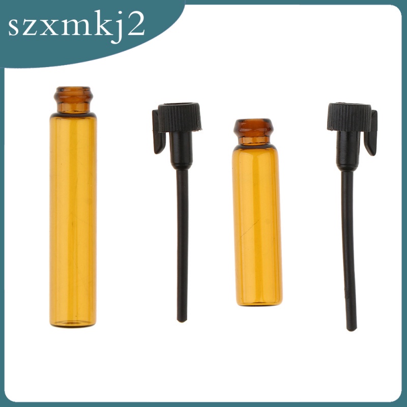 Bộ 50 Lọ Thủy Tinh Nhỏ Giọt Màu Hổ Phách Cho Tinh Dầu 1mL Kèm Nắp Đen