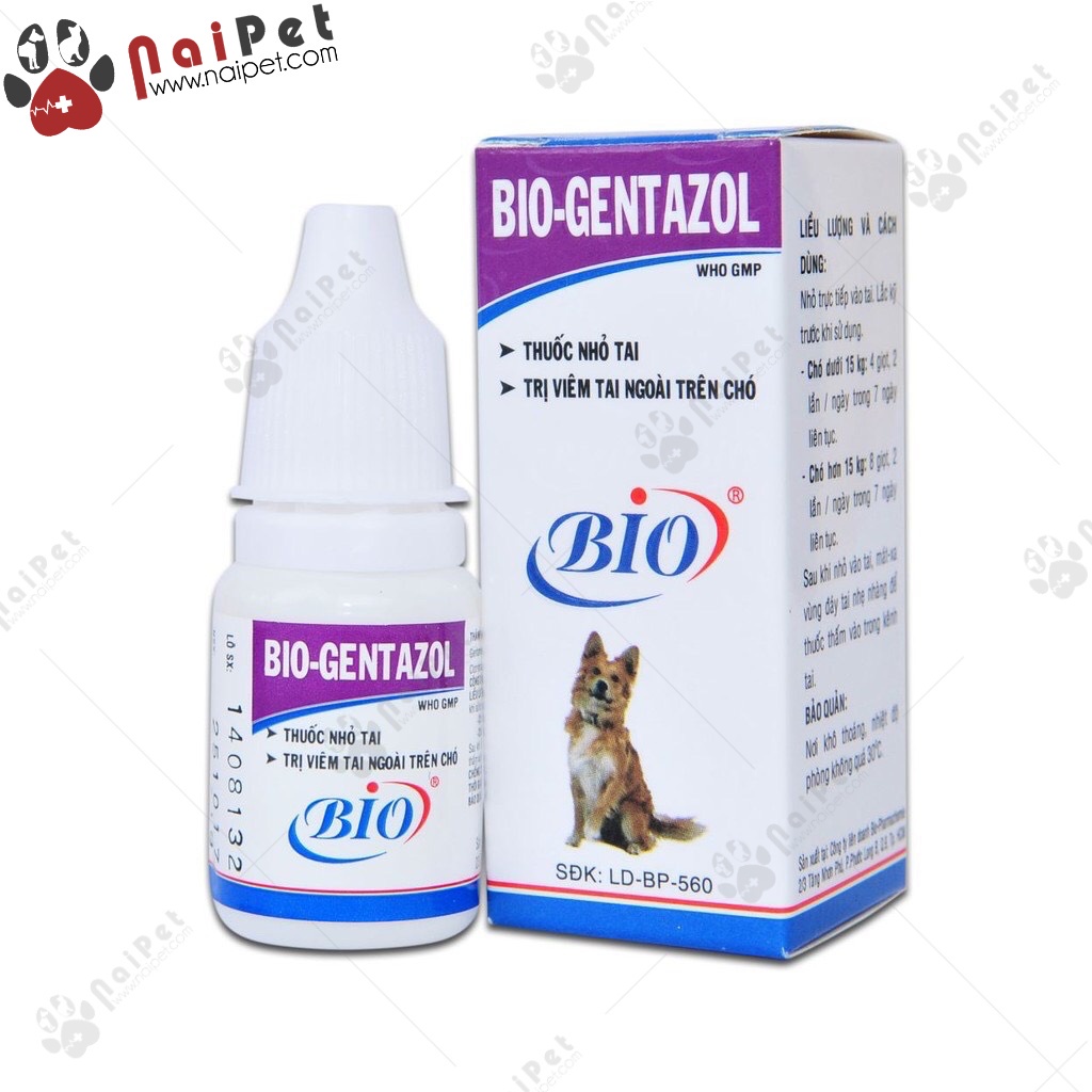 BIO-GENTAZOL 10ML Dung dịch nhỏ tai, giải quyết viêm tai cho thú cưng