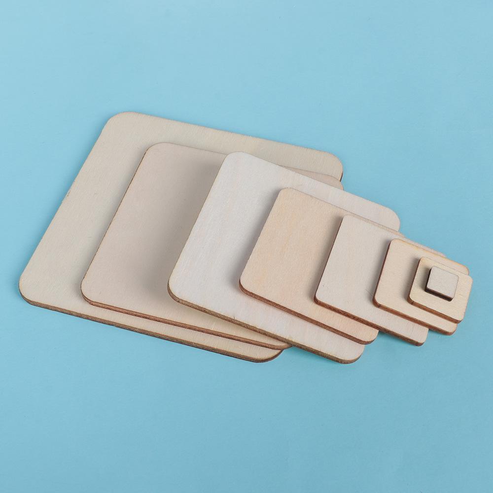 Set 10 / 50 / 100 Tấm Trang Trí Bằng Gỗ Hình Vuông DIY