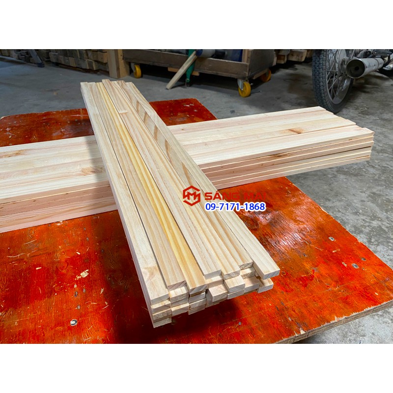 [MS118] Thanh gỗ thông 1cm x 2cm x dài 50cm + láng mịn 4 mặt