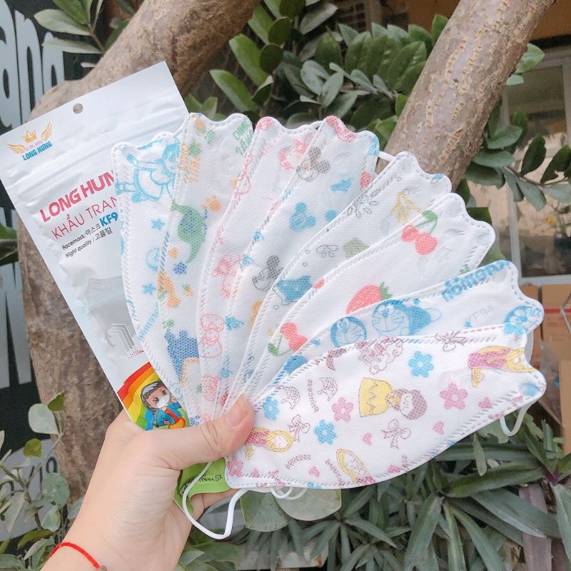 ( Mã LH94 giảm ngay 10k) THÙNG 300 CÁI KHẨU TRANG TRẺ EM TỪ 4 ĐẾN 14 TUỔI KF94 LONG HƯNG MASK KID.