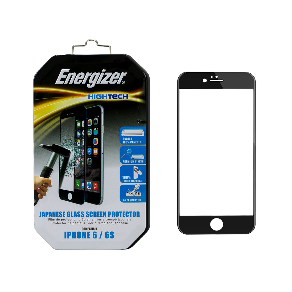 Miếng dán cường lực full viền Energizer cho iPhone 6/ 6S/ 6 Plus/6S Plus - ENHTTGPRIP6