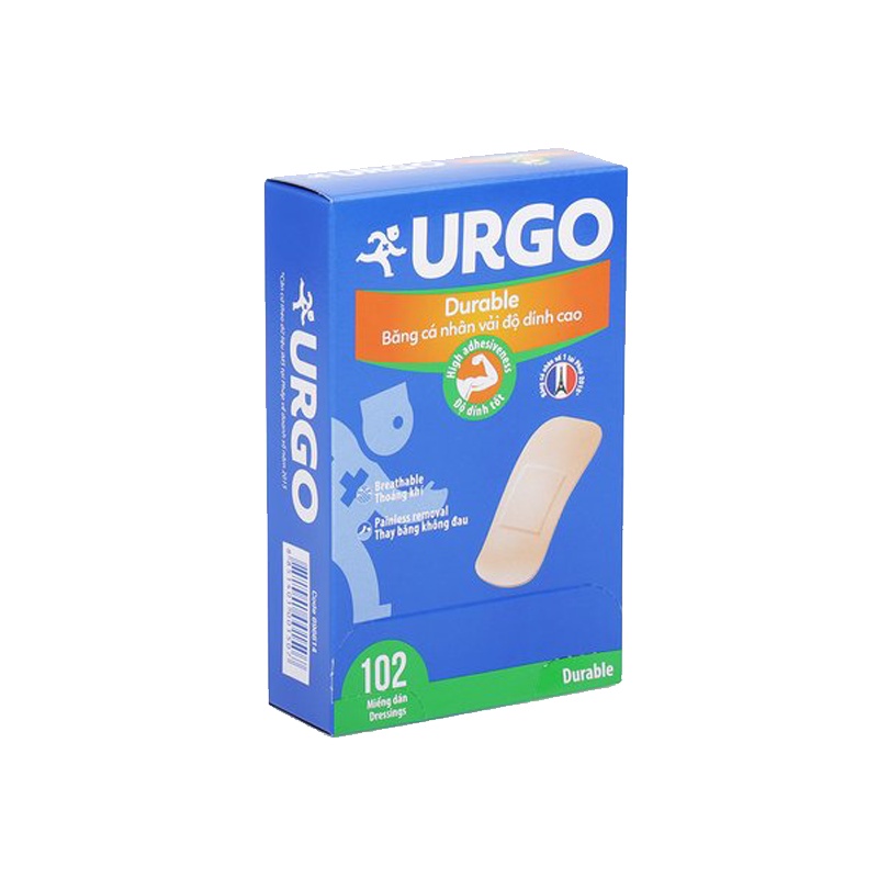 [102/ miếng] Băng Cá Nhân Vải Độ Dính Cao Urgo Durable thay băng không đau thoáng khí