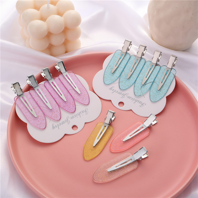 1 Set 4 Kẹp Tóc Trong Suốt Không Đường May Cho Nữ