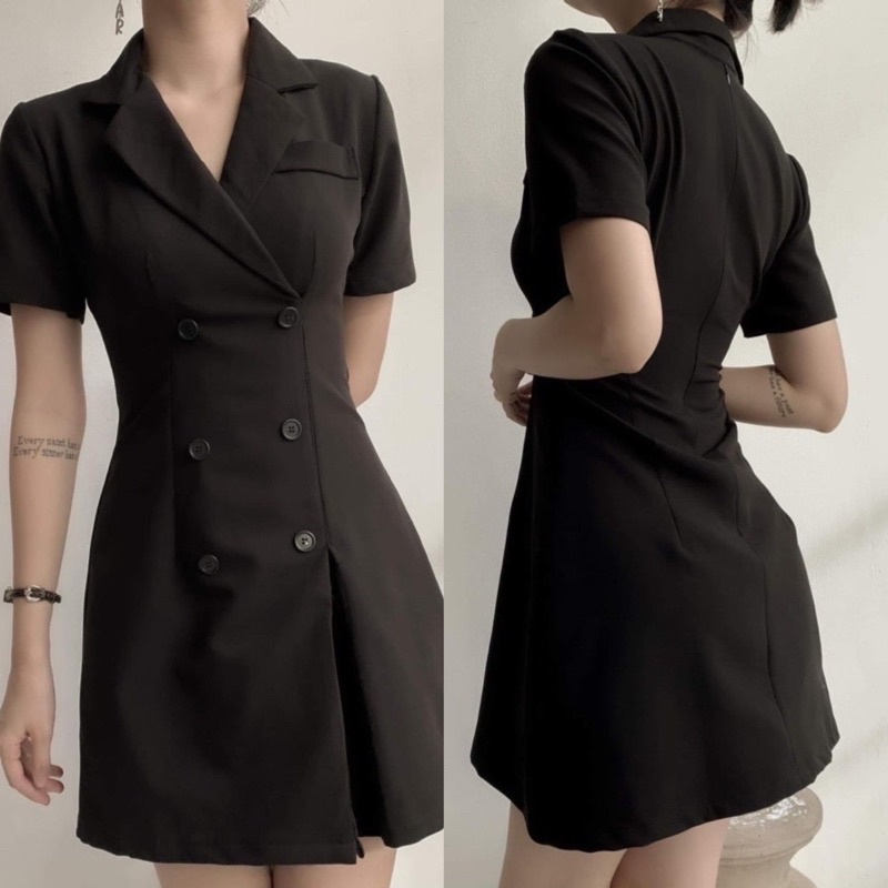 Đầm vest đen kết nút ( có bigsize)