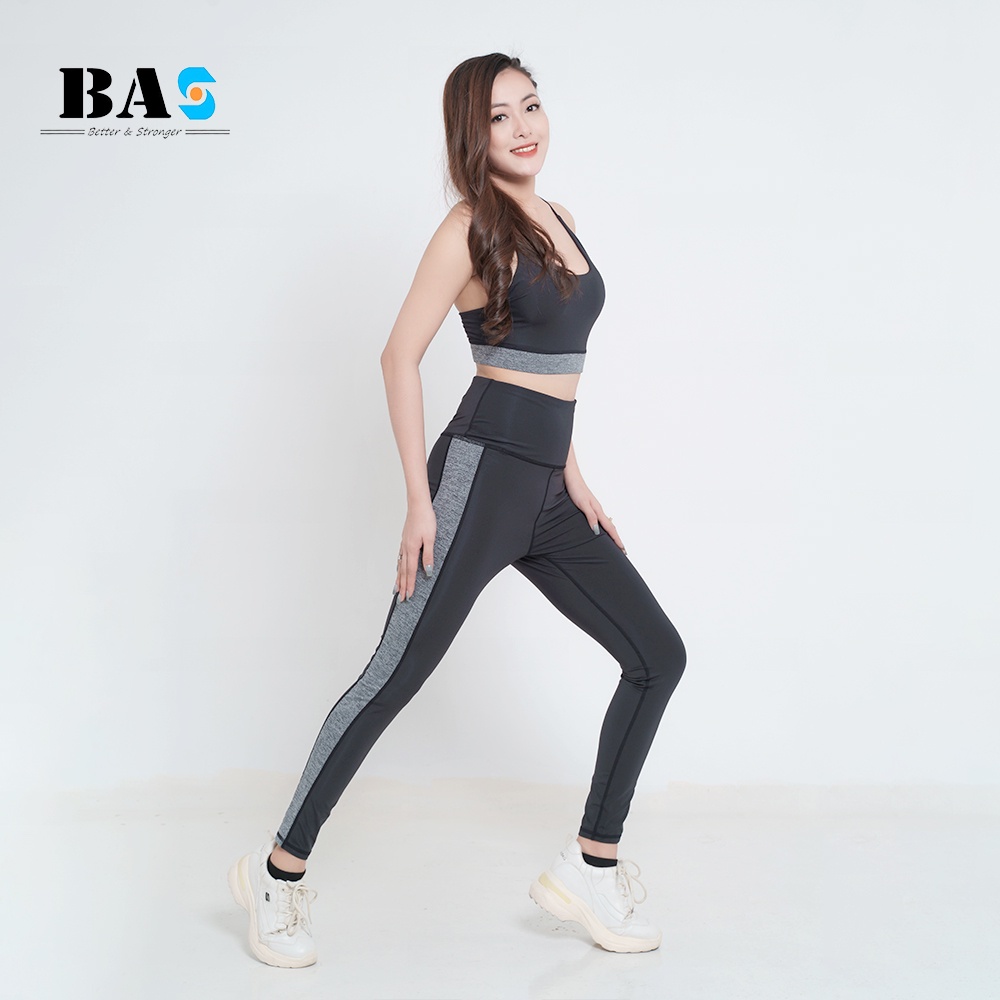 Set đồ tập thể thao tập yoga gym BAS sport bra dáng croptop phối legging dài nâng mông - S40021 -2