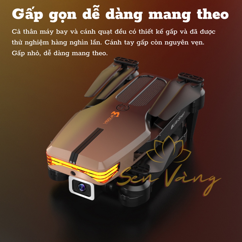 Flycam mini V3 Pro Drone 2 camera kép có định vị 1080P WiFi Máy bay điều khiển từ xa 4 cánh